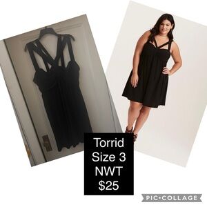 Torrid Black Strappy Crisscross Mini Sundress